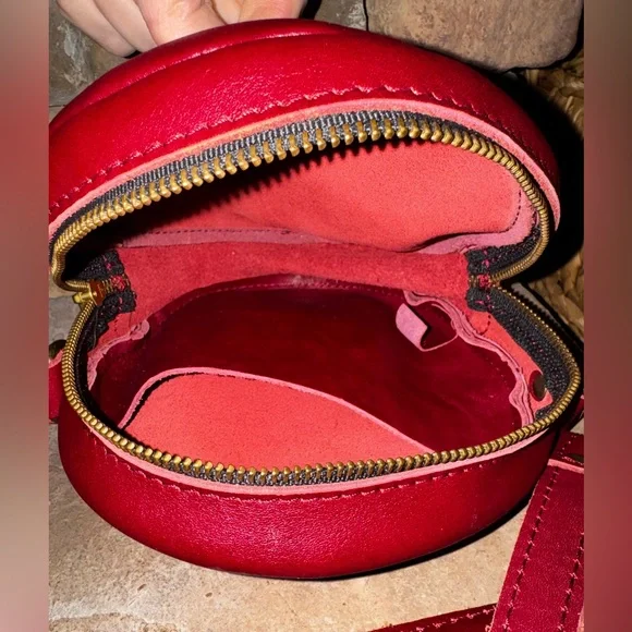 Portland Leather Round Crossbody Bag - Deep Red - Picture 4 of 4